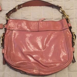 Pink patent leather Zoe coach bag